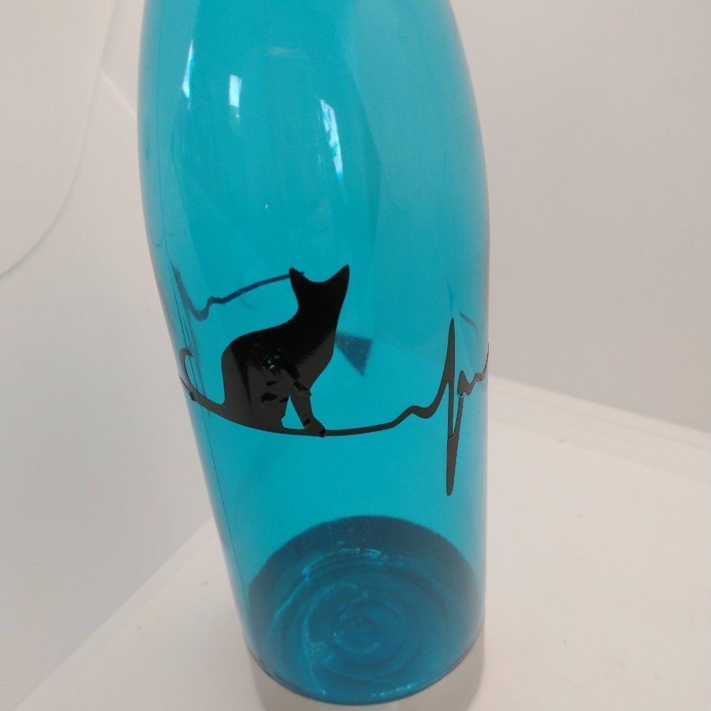 Handmade 22 oz Cat Heartbeat Travel Water Bottle Tumbler Pet Lover Gift